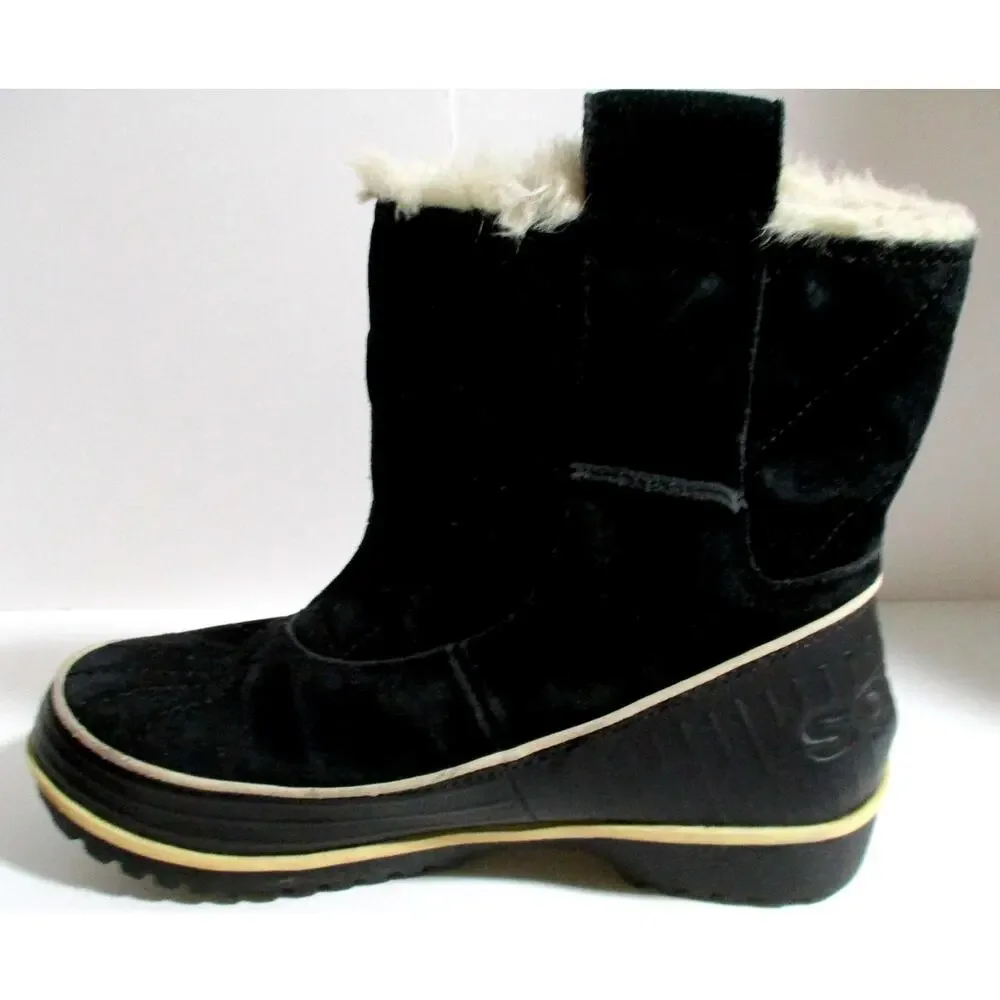 Sorel Women's Black Suede Ankle Winter Boots Size 8 READ